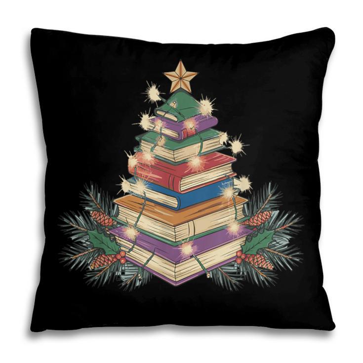 Christmas Book Reading Reader Xmas Bibliophile -Adult Christmas Tree Book Modern Pillowcase