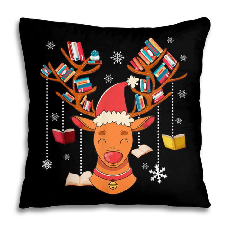 Christmas Librarian Reindeer Xmas Book Teachers Love Reading Pillowcase