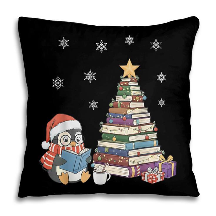 Christmas A Penguin Reading Book Snowflake Cocoa Hot Teacher Pillowcase