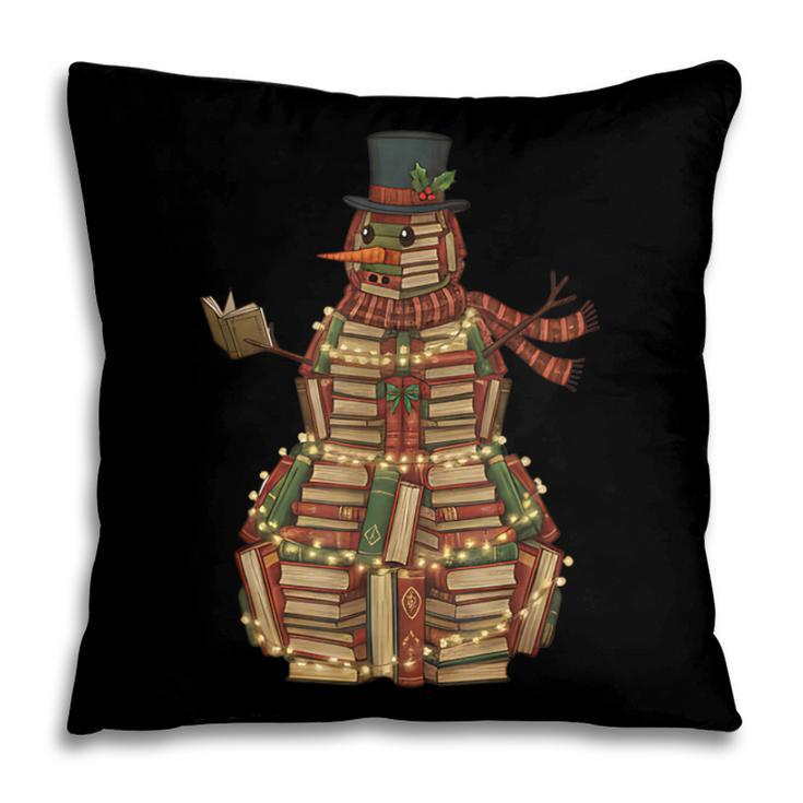 Christmas Snowman Made Of Books Holiday Reading Xmas Pillowcase