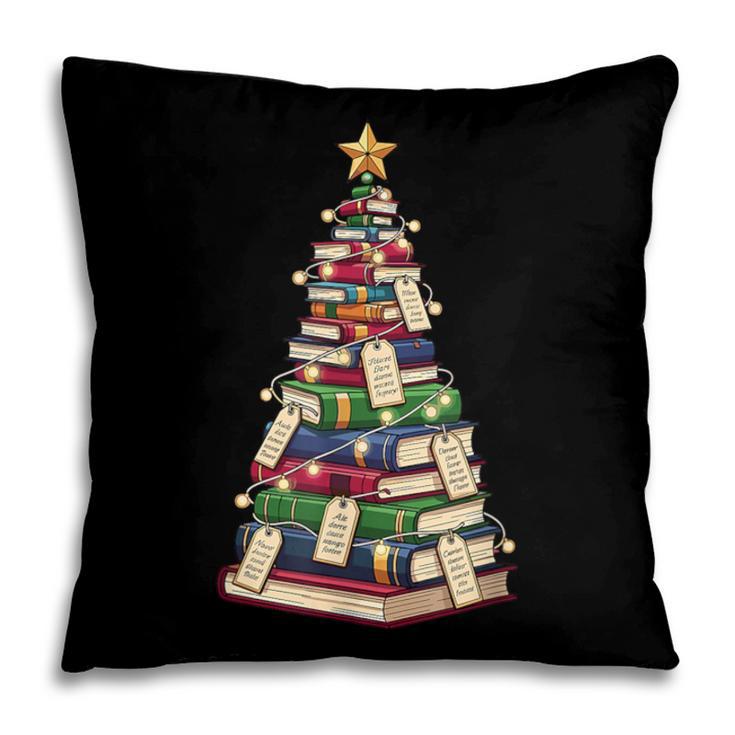 Christmas Tree Of Books For Readers And Librarians Pillowcase