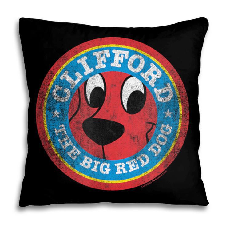 Clifford The Big Red Dog Round Distressed Logo Kids Books Pillowcase