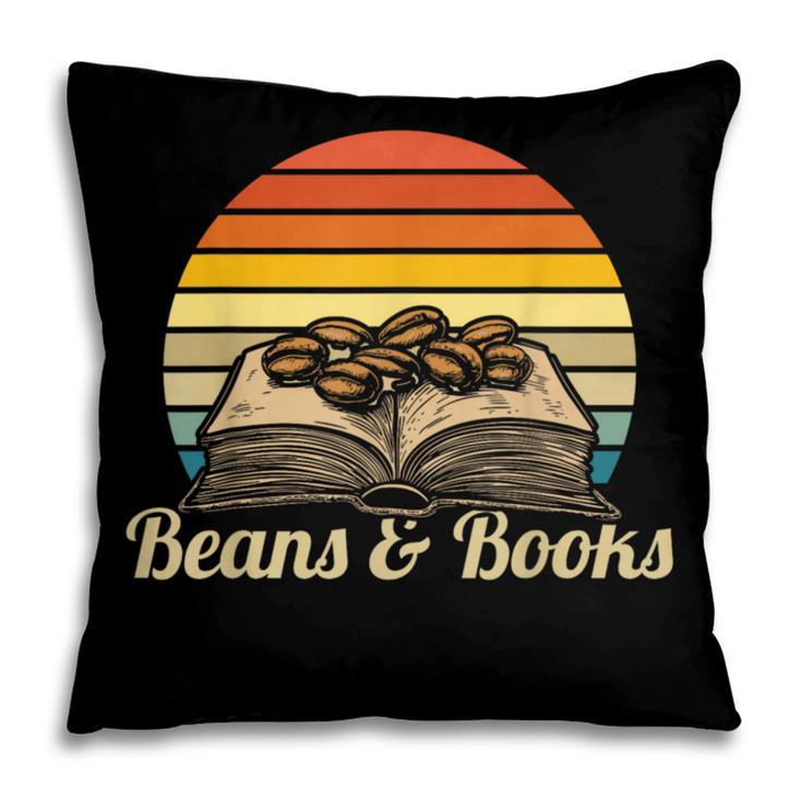 Coffee Beans & Books Retro Bookworm Librarian Pillowcase