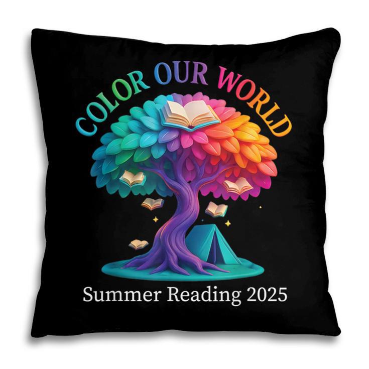Color Our World Summer Reading 2025 Tree Book Lover Camping Pillowcase
