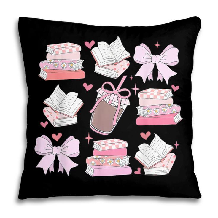 Coquette Bow Book Coffee Valentines Bookish Library Teacher Pillowcase