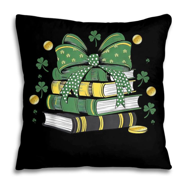 Coquette Bow Books St Patrick's Shamrock Bookworm Librarian Pillowcase