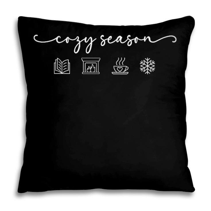 Cozy Season Good Book Fireplace Hot Beverage Snowflake Pillowcase Cozy Season Good Book Fireplace Hot Beverage Snowflake Pillowcase