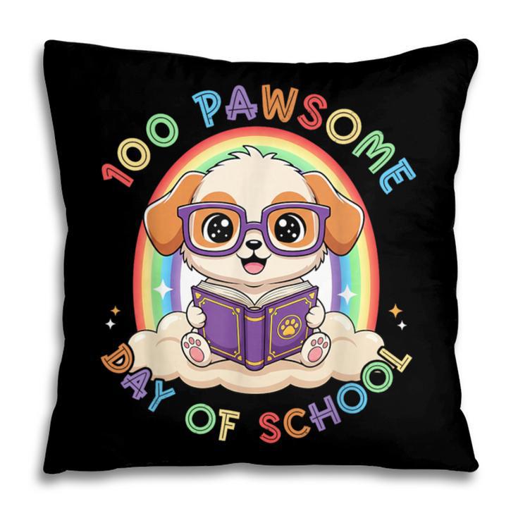 Cute 100th Day Of School 100 Days Dog Reading Book Rainbow Pillowcase