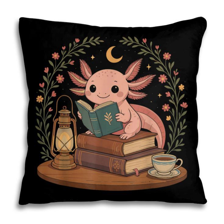 Cute Axolotl Reading Books Cozy Bookworm Pillowcase