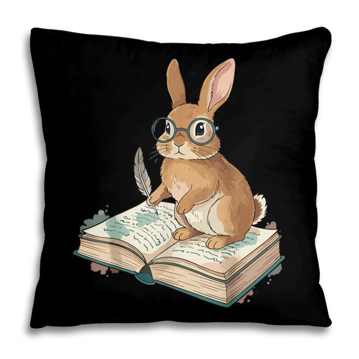 Cute Bunny Reading Book Glasses Bookworm Pillowcase