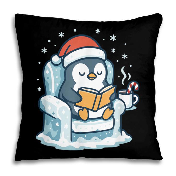 Cute Christmas Penguin Reading Book Cozy Winter Holiday Art Pillowcase