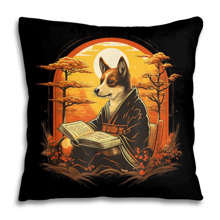 Cute Corgi Dog In Japanese Kimono With Book Men Women Girls Kids Pillowcase