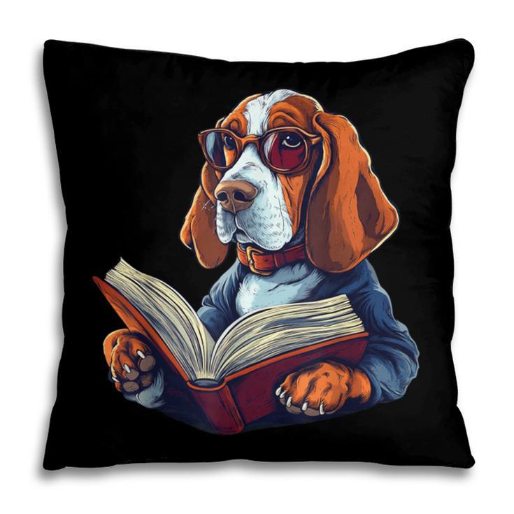 Cute Dog Basset Hound Reading Book Pillowcase Cute Dog Basset Hound Reading Book Pillowcase
