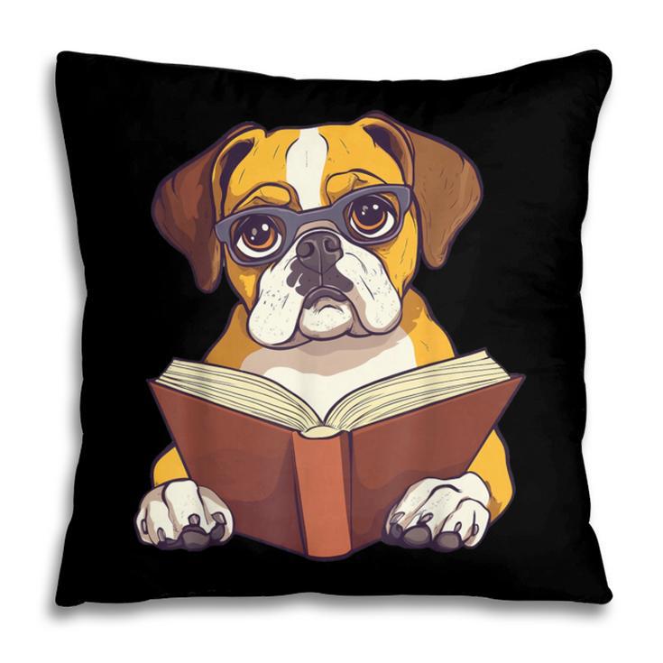 Cute Dog Boxer Reading Book Pillowcase