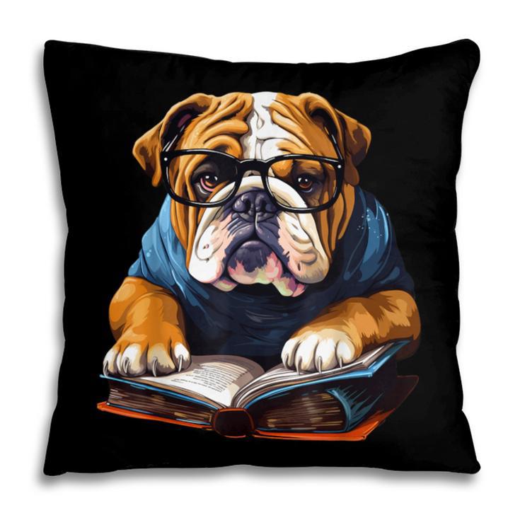 Cute Dog English Bulldog Reading Book Pillowcase