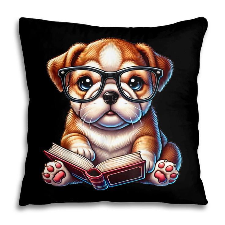 Cute Dog Puppy English Bulldog Reading Book Pillowcase Cute Dog Puppy English Bulldog Reading Book Pillowcase