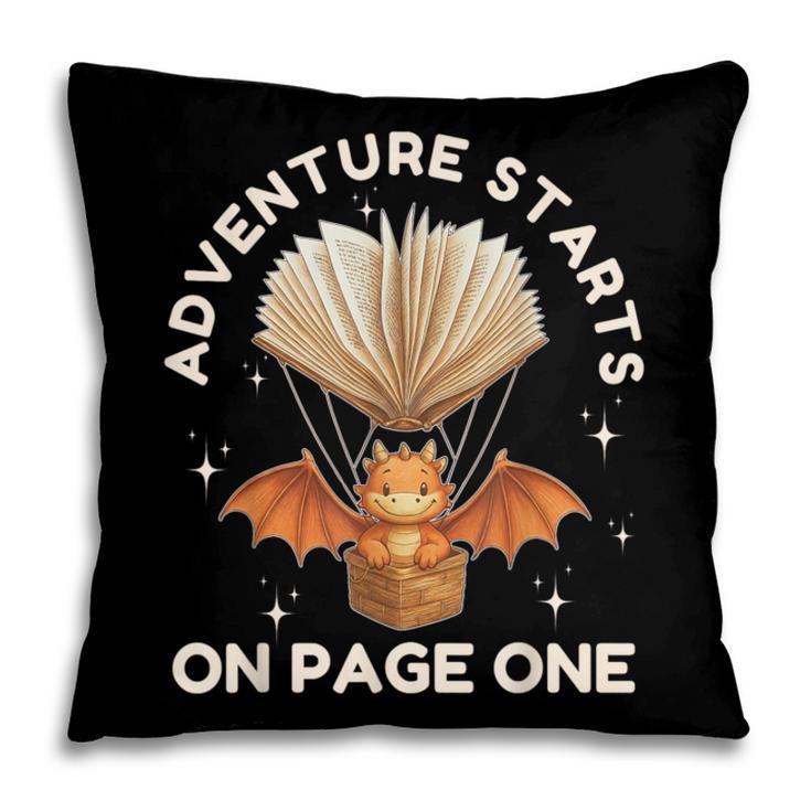 Cute Dragon Book Hot Air Balloon Adventure Fantasy Reading Pillowcase