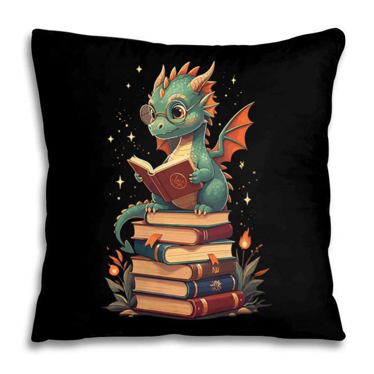 Cute Dragon Reading Book Bookworm Dragons And Books Pillowcase