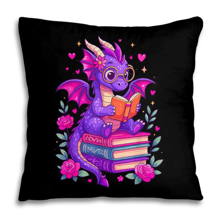 Cute Dragon Reading Books Bookworm Pillowcase