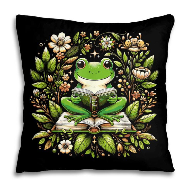 Cute Floral Frog Book Reading Pillowcase