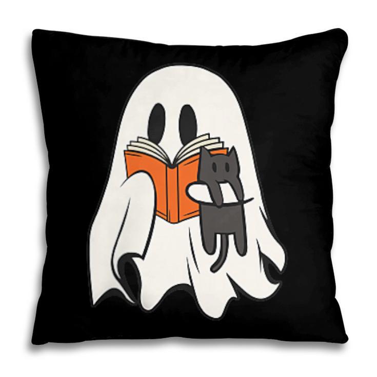 Cute Ghost Cat Reading Book Spooky Season Halloween Costume Pillowcase