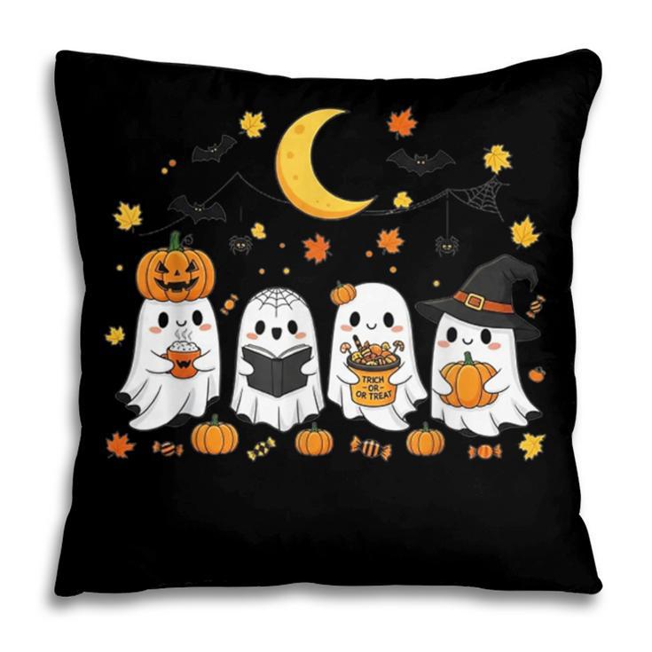Cute Ghost Drinking Coffee Halloween Fall Ghost Book Reading Pillowcase