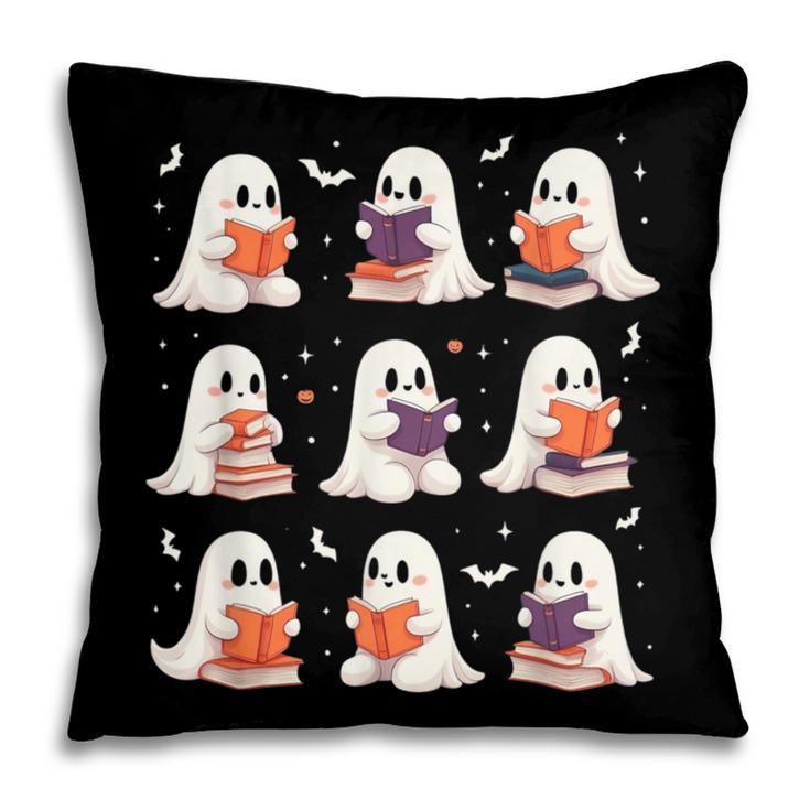 Cute Ghost Reading Book Lovers Halloween Ghost Pillowcase