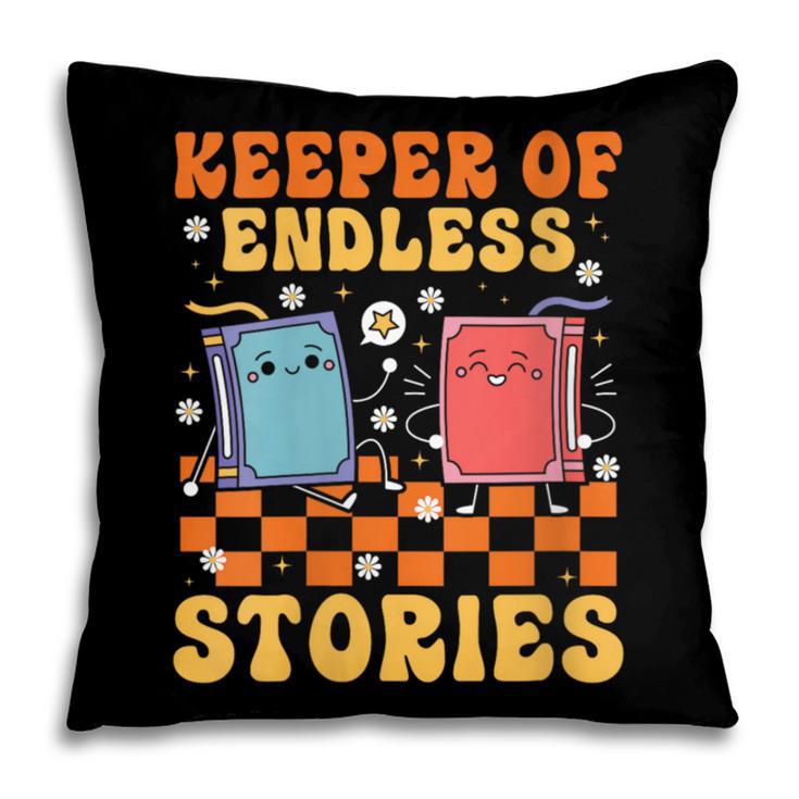 Cute Librarian Library Book Lover Keeper Of Endless Stories Pillowcase