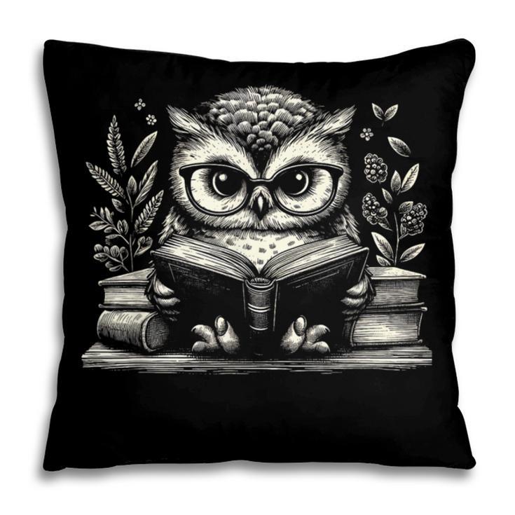 Cute Owl Reading Book Graphic Art Pillowcase