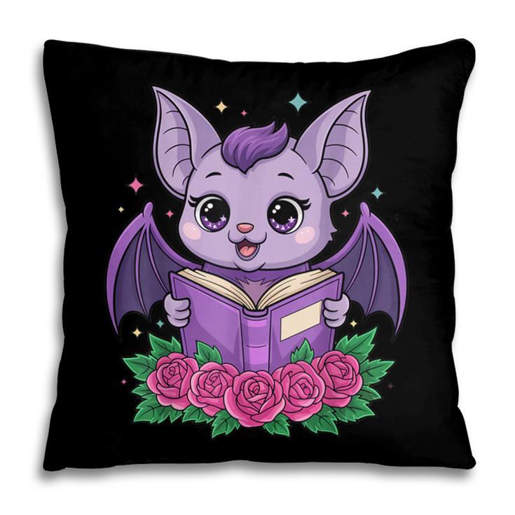 Cute Pastel Goth Bat Reading Book Pillowcase