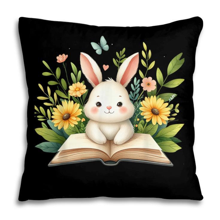 Cute Rabbit And Book Women Girls Reading Book Rabbit Lover Pillowcase Cute Rabbit And Book Women Girls Reading Book Rabbit Lover Pillowcase