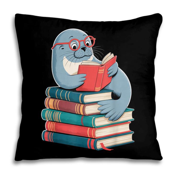 Cute Reading Seal On Books Book Lover Pillowcase