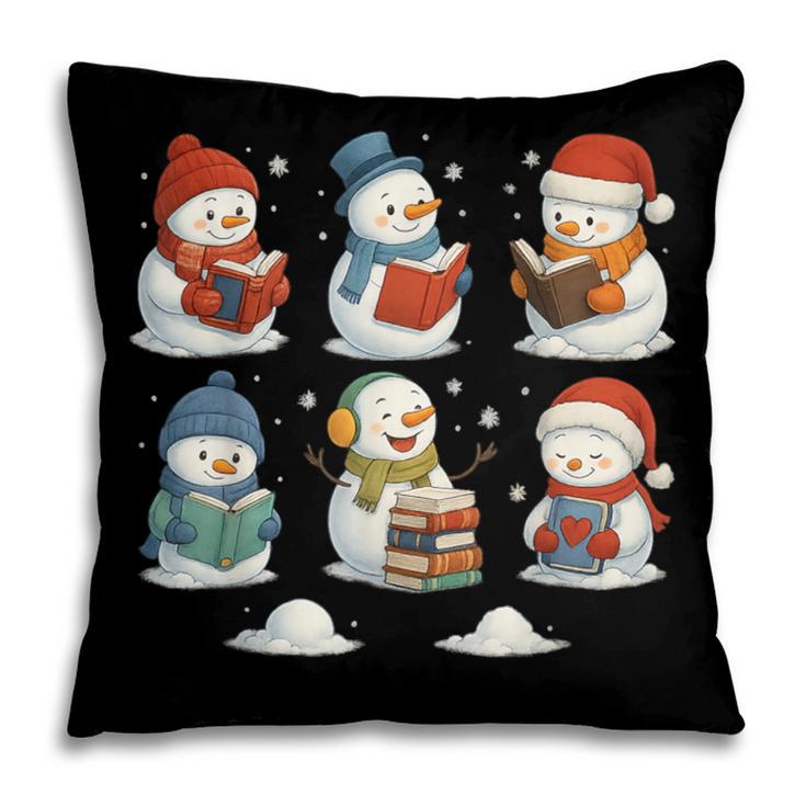 Cute Snowman Reading Books Christmas Winter Book Lover Pillowcase