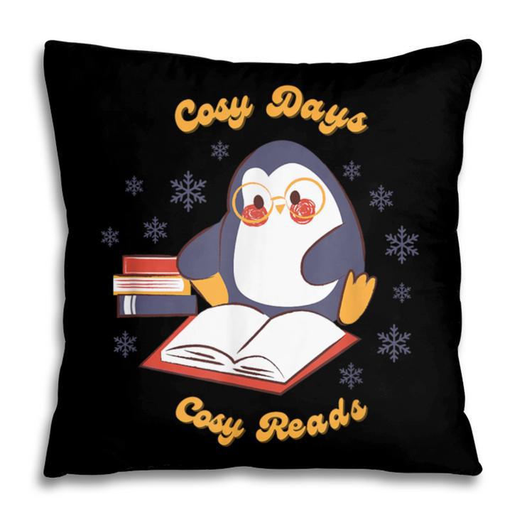 Cute Xmas Book Lover Penguin Reading Cosy Days Cosy Reads Pillowcase