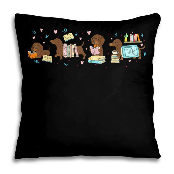Dachshund Book Lover Reading Wiener Dog 100 Days Of School Pillowcase