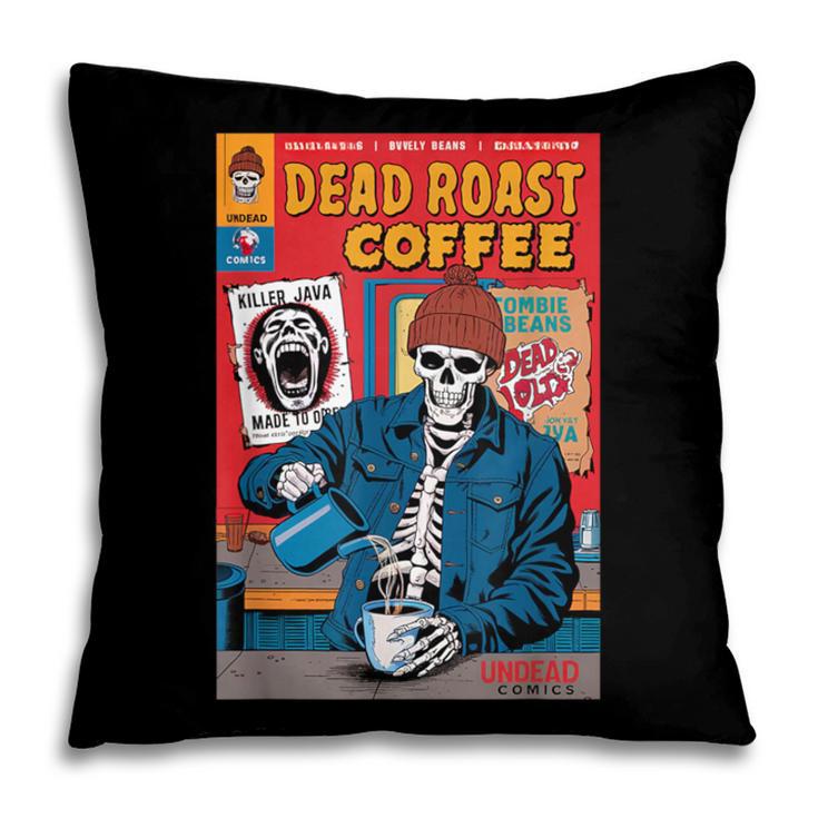 Dead Roast Coffee Comic Book Cover Style Skeleton Barista Pillowcase