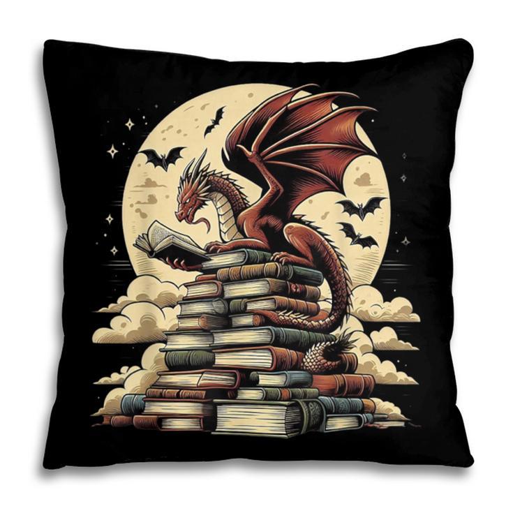 Dragon Reading a Book Dragons And Books Lover Bookworm Pillowcase