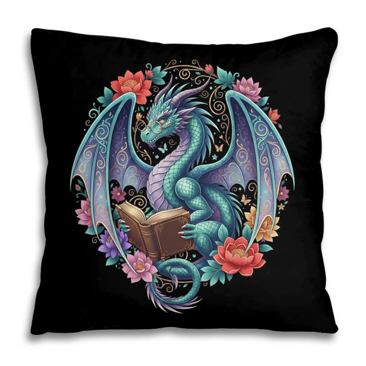 Dragon Reading Book Girls Kids Bookworm Book Lover Pillowcase