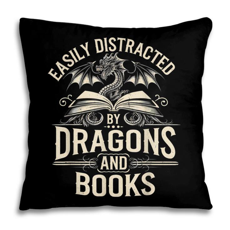 Easily Distracted By Books & Dragons Bookworm Reading Pillowcase Easily Distracted By Books & Dragons Bookworm Reading Pillowcase