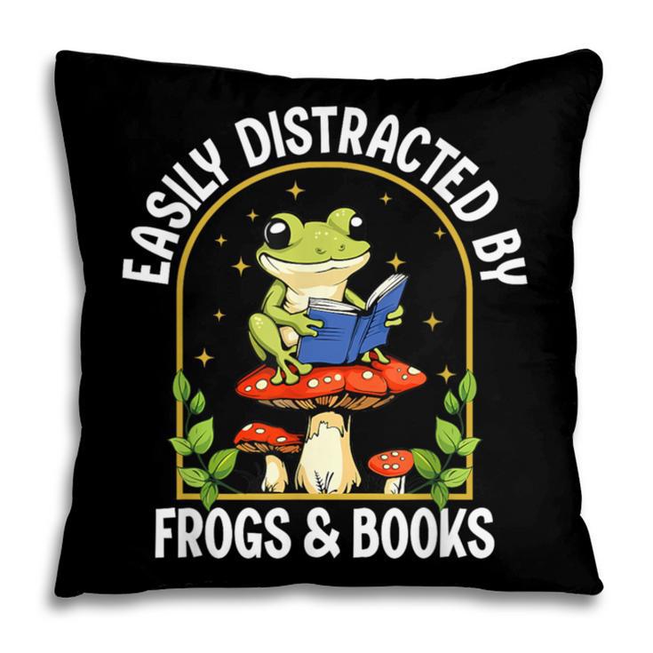 Easily Distracted By Frogs And Books Pillowcase