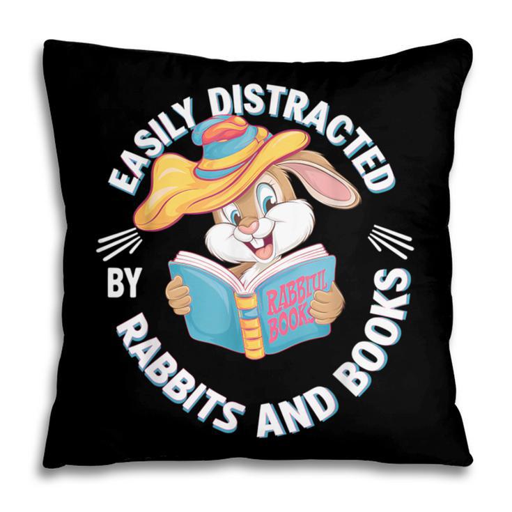 Easily Distracted By Rabbits And Books Reading Pillowcase Easily Distracted By Rabbits And Books Reading Pillowcase