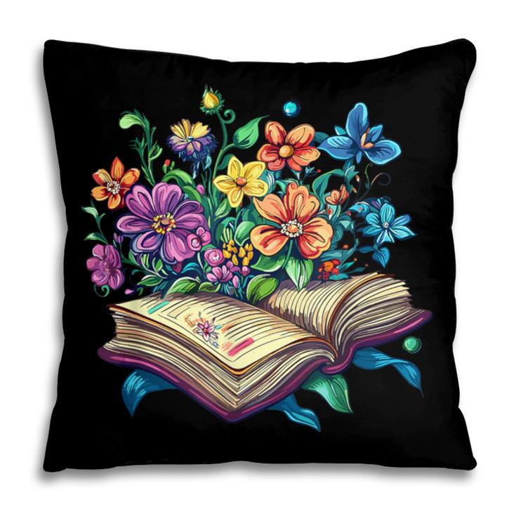 Enchanted Open Book With Blooming Flowers Pillowcase