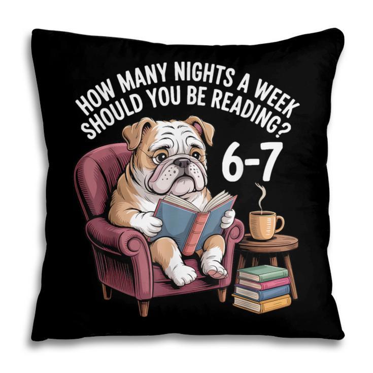 English Bulldog Dog Reading Book 67 Six Seven Meme Pillowcase