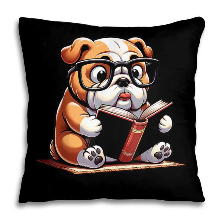 English Bulldog Reading a Book Dog For Men Women Girls Kids Pillowcase