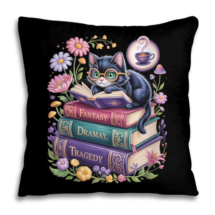 Fantasy Drama Tragedy Cute Cat Book Lover Readers Librarians Pillowcase