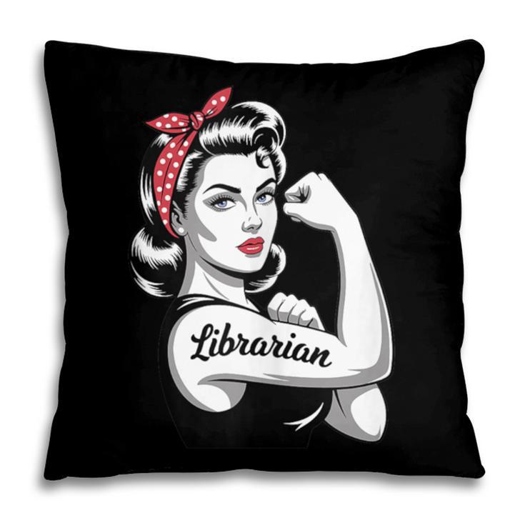 Female Librarian Rosie Riveter Book Guardian Woman Pillowcase