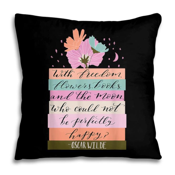 With Freedom Flowers Books And The Moon Pillowcase With Freedom Flowers Books And The Moon Pillowcase