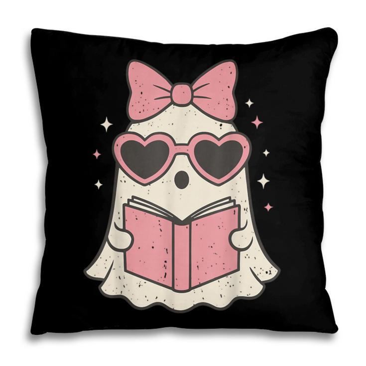 Ghost Reading Book Halloween Cat Lover Pillowcase