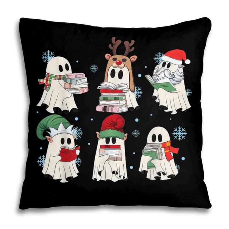 Ghost Santa Elf Squad Read Books Bookish Librarian Christmas Pillowcase