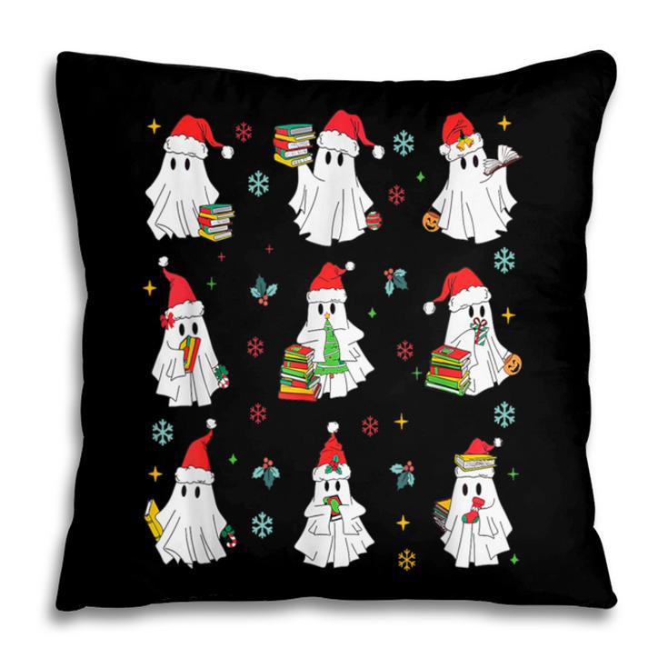 Ghosts Wearing Santa Hats Reading Books Christmas Book Lover Pillowcase Ghosts Wearing Santa Hats Reading Books Christmas Book Lover Pillowcase